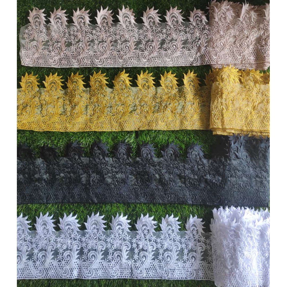 Renda Bordir Roll Sarang Tawon Bawahan Rok