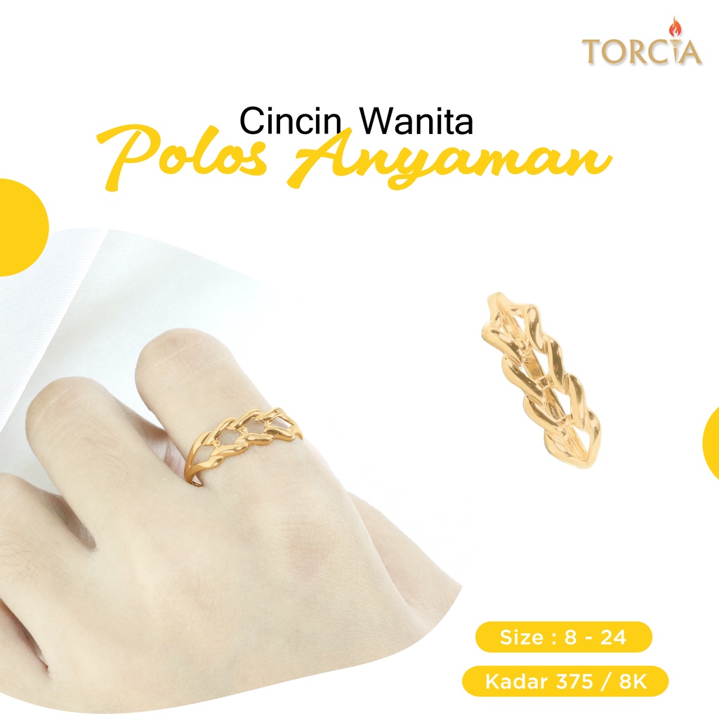 Cincin Emas Asli Kepang Polos Kadar 375 Torcia