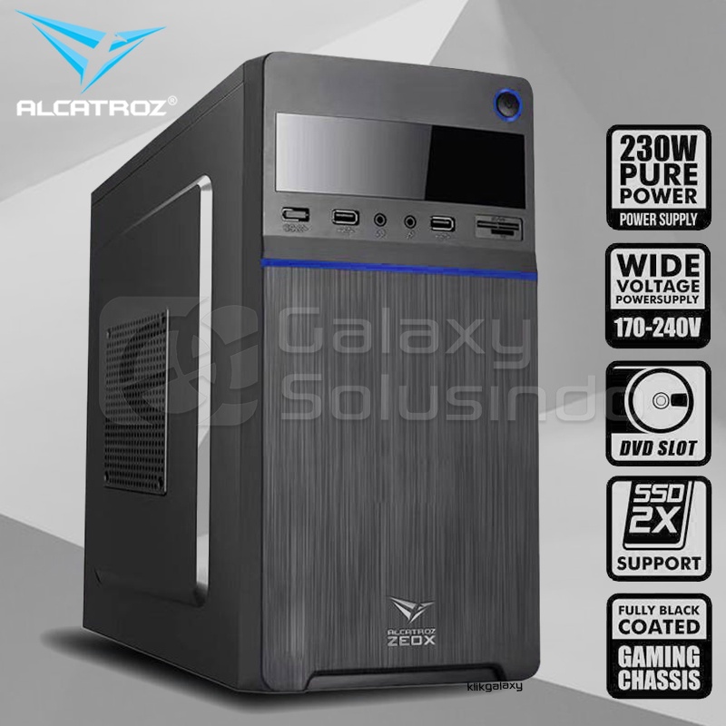 ALCATROZ AZZURA ZEOX + PSU M-ATX Case - Blue