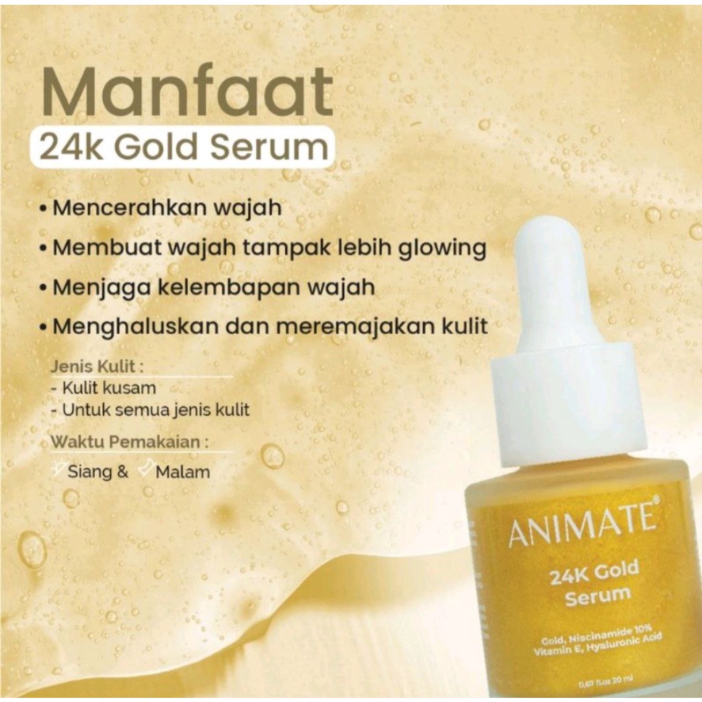 SERUM ANIMATE 24K GOLD 20ML ANTI AGING / SERUM PELEMBAB / SERUM WAJAH