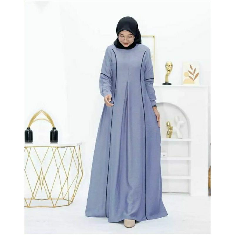 Baju Gamis Crinkle Woori Dress Maxy Gamis Remaja Kekinian Pakaian Muslim Wanita Ld114 CM Gamis Terbaru 2023 Lebaran Wanita