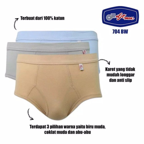 CD GT Man Jumbo 704 Pria Dewasa | Celana Dalam GTman Bw Warna BIG SIZE Laki Laki Open Satuan Polos Katun Pakaian Dalam Underwear Adem