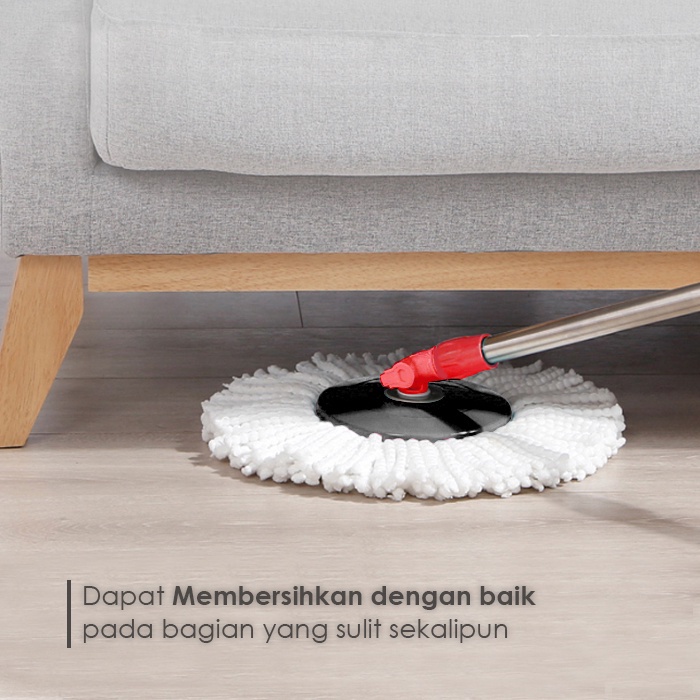 ELDE - Alat Pel Lantai Ultra Pel putar serbaguna spin mop 2 kain pel plastik multifungsi