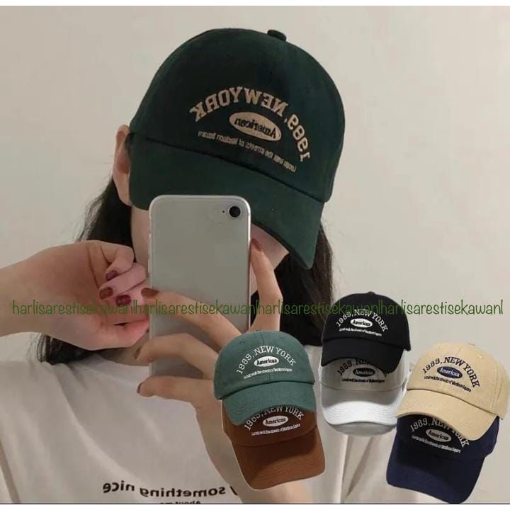 Topi Unisex Hat Soft Material Bordir 1989 New York Pria Wanita Dewasa Cap Baseball Impor Premium Korea Style