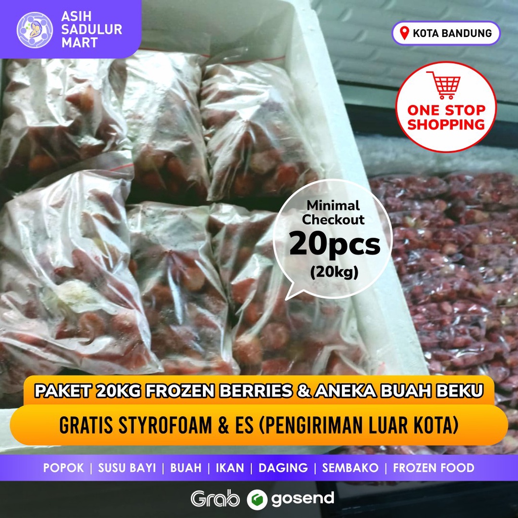 Frozen Berry dan Aneka Buah Beku 20kg Paket Luar Kota / Bandung