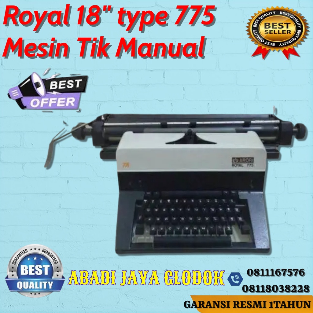 ROYAL 18" type 775 Mesin Ketik / Tik Manual