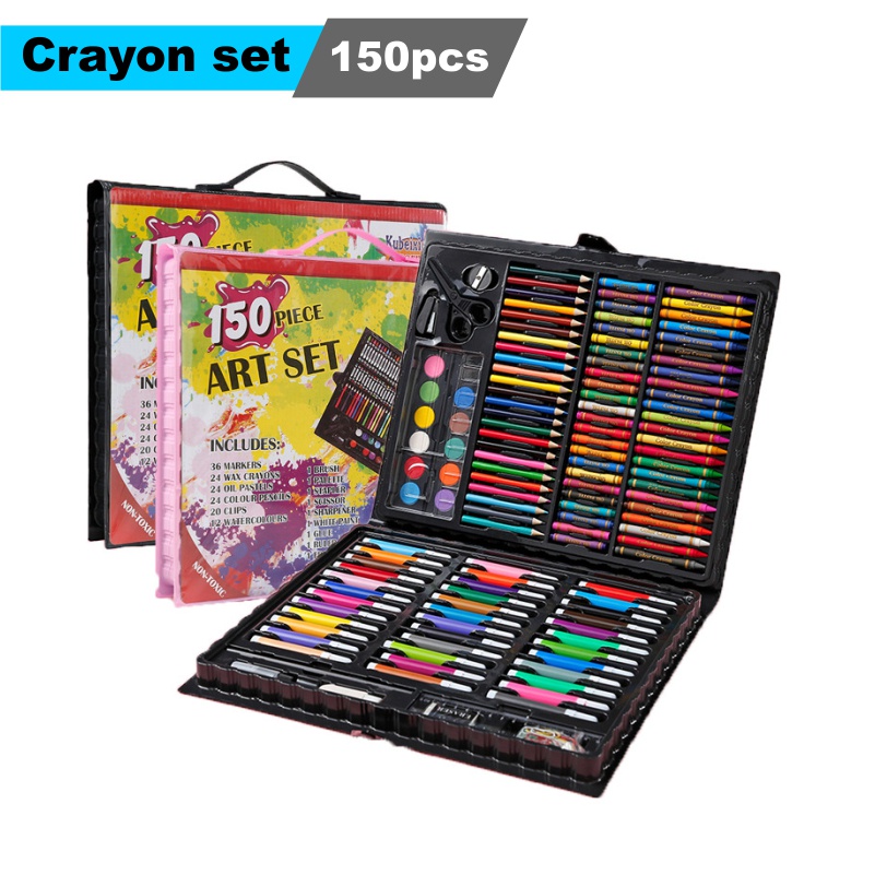 Crayon Set Mewarnai Isi 150 &amp; 208PCS Warna Pensil Krayon Warna Alat Menggambar Mewarnai