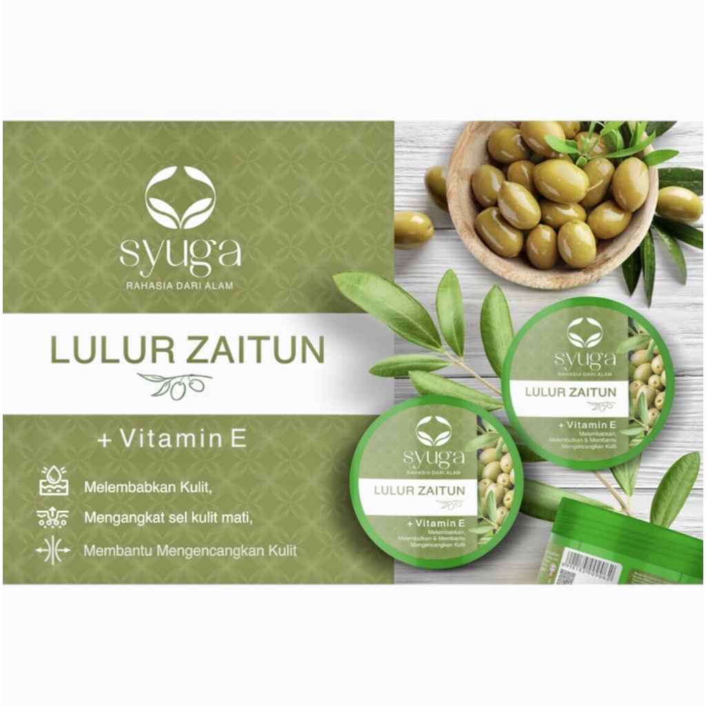[BPOM] SYUGA Lulur Scrub Zaitun Olive with Vitamin E 100ml / Body Scrub / MYMOM