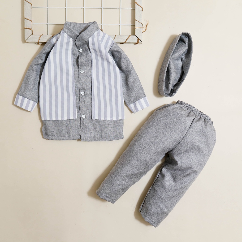 Nuna Store Setelan Koko Rompi Salur / Setelan Baju Koko Anak Bayi  laki laki cowok Usia 1- 4 Tahun