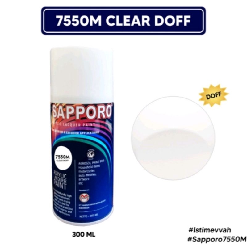 Saporo SAPPORO 7550M Clear Doff 300ml Pernis Dof Dop 7550 M Cat Semprot Spray Paint Motor Pilok