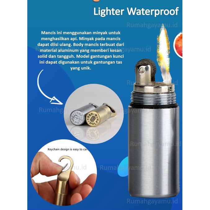 Gantungan Kunci Korek Api Lighter Waterproof - HY665 - Silver