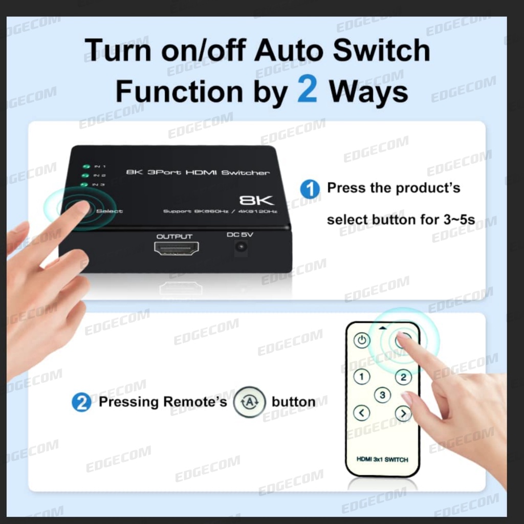 GAINTECH MINI HDMI SWITCH 3 x 1  with IR Remote HD 1080p
