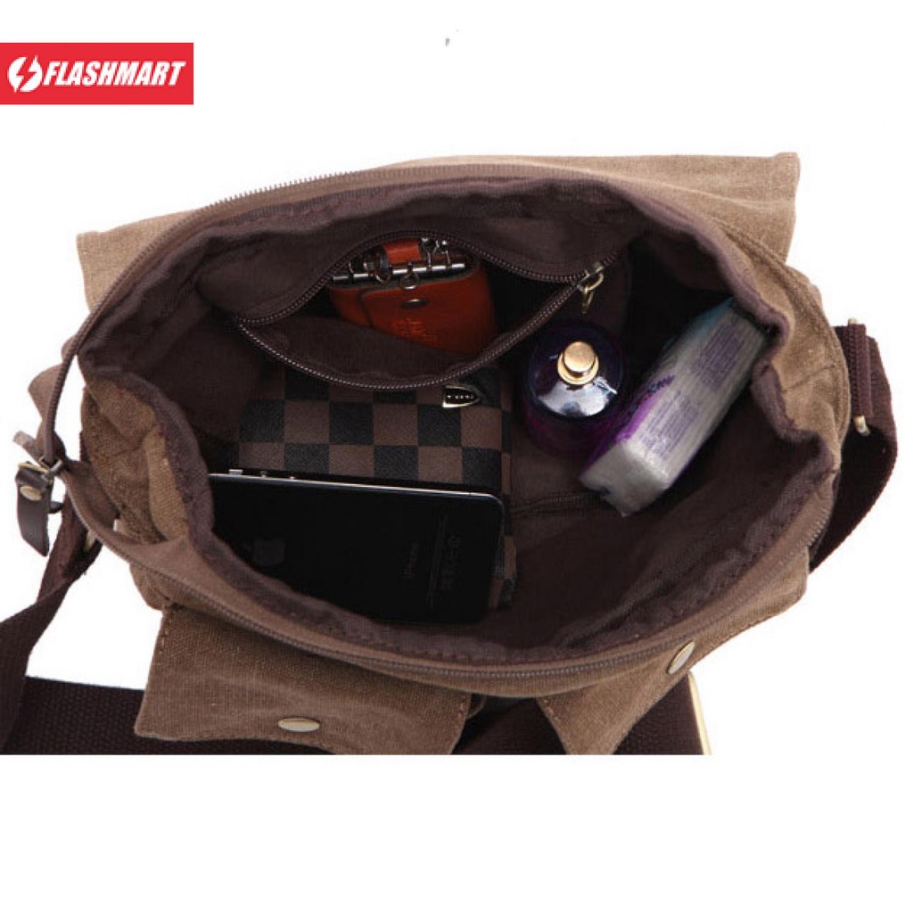 Flashmart Rhodey Tas Selempang Messenger Bag Bahan Kanvas - 1008