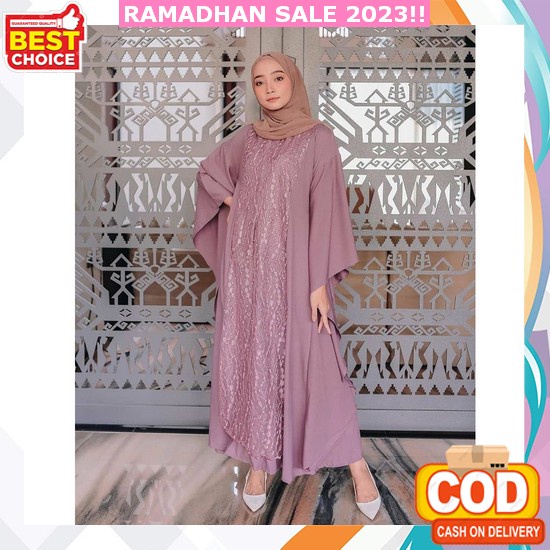 Shabira Kaftan Wanita Remaja Dewasa Putih Polos Model Lebaran Terbaru 2023 Bahan Jatuh Ceruty Babydo
