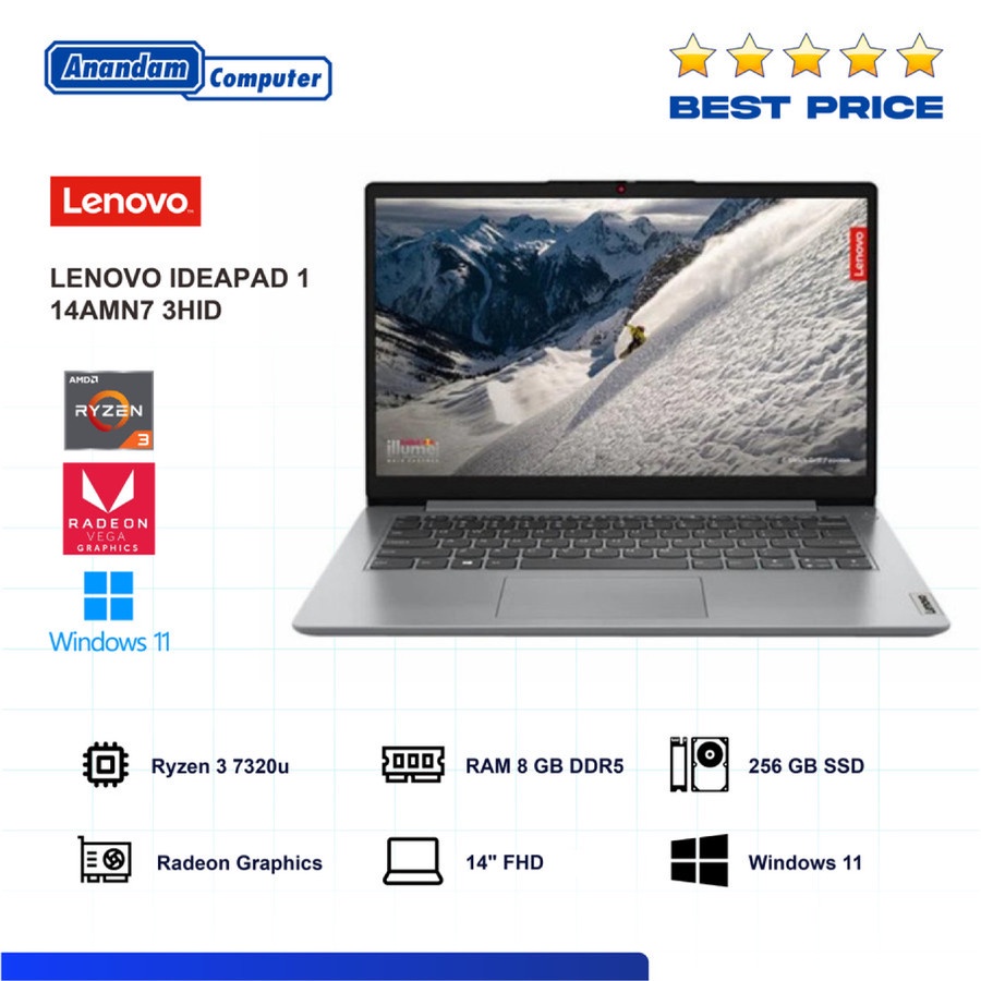 Lenovo IdeaPad Slim 1 14AMN7 3HID Ryzen 3-7320U 8GB SSD 256GB 14' FHD