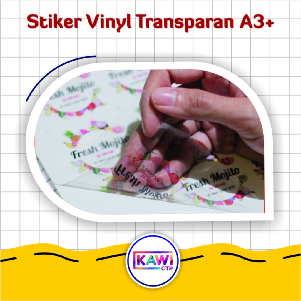 

Cetak Stiker Vinyl Transparan / Vinyl Bening A3+