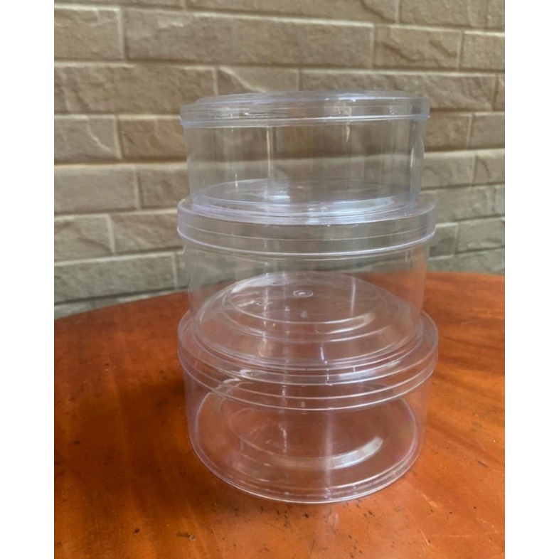 Toples Kue Kering 500Gr Bulat Datar / Toples Plastik Nastar 500Gr