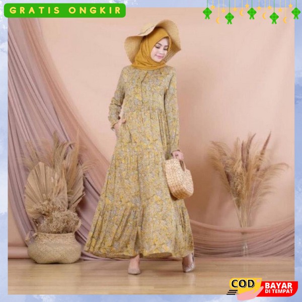 Gamis Dress Simpel Elegan Bj Muslim Gamus Perempuan Lebaran2023 Baju Dress Polos Tanggung Ibu Hamil 