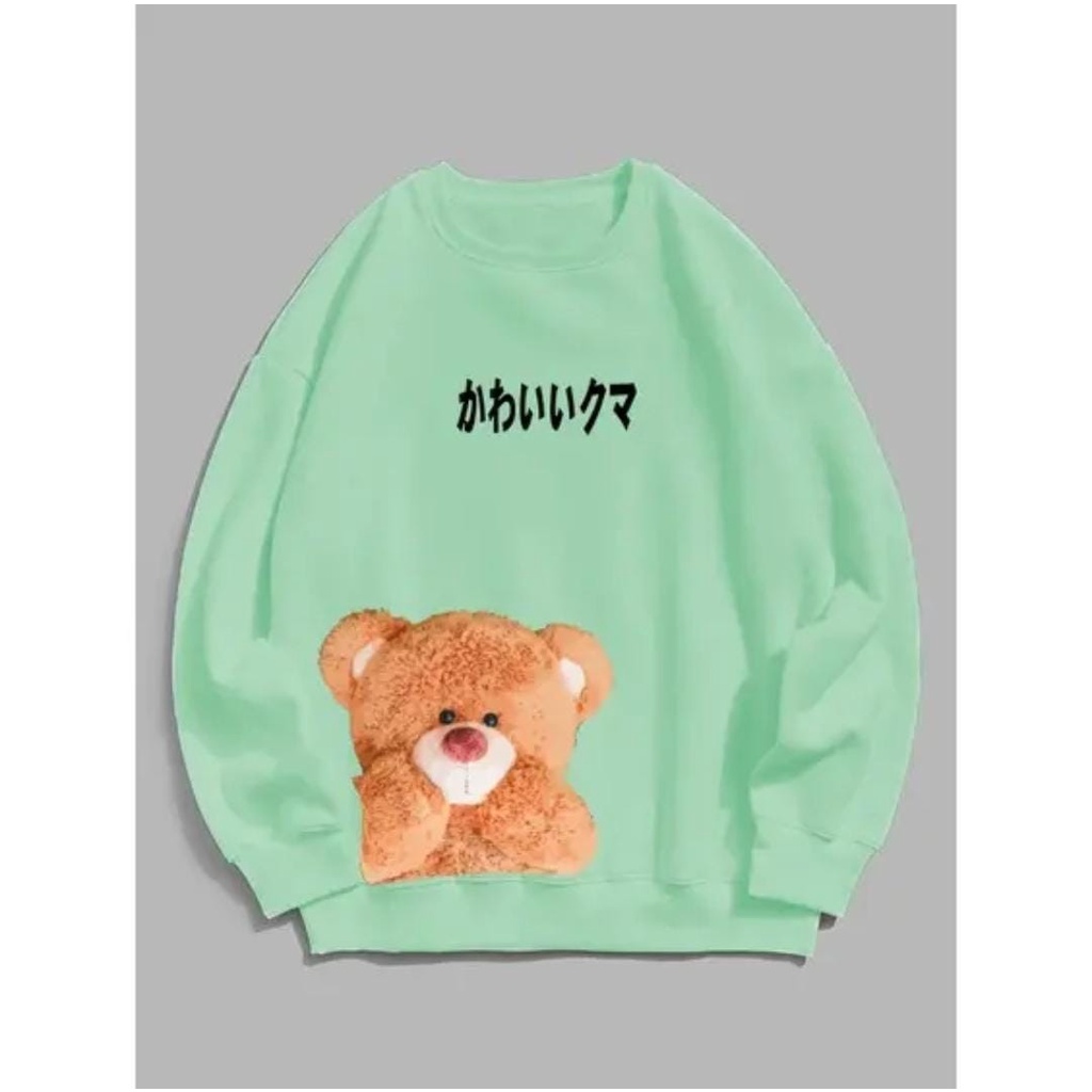 SWEATER WANITA CORAL BEAR X / ATASAN SWEATSHIRT WANITA LUCU ALA KOREA FLEECE TEBAL LEMBUT TERBARU'