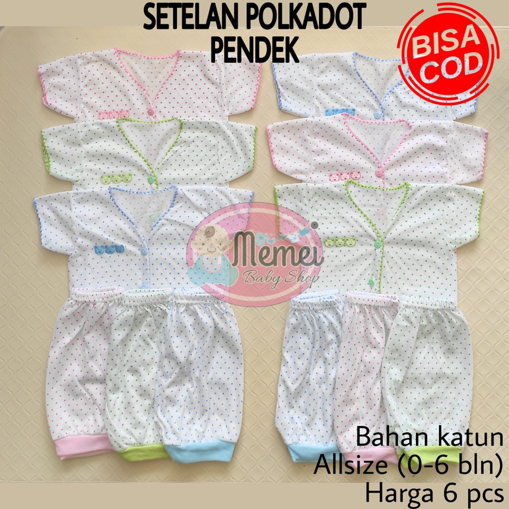 1 LUSIN (12 set) Setelan bayi tanpa lengan POLKADOT grosir TERMURAH