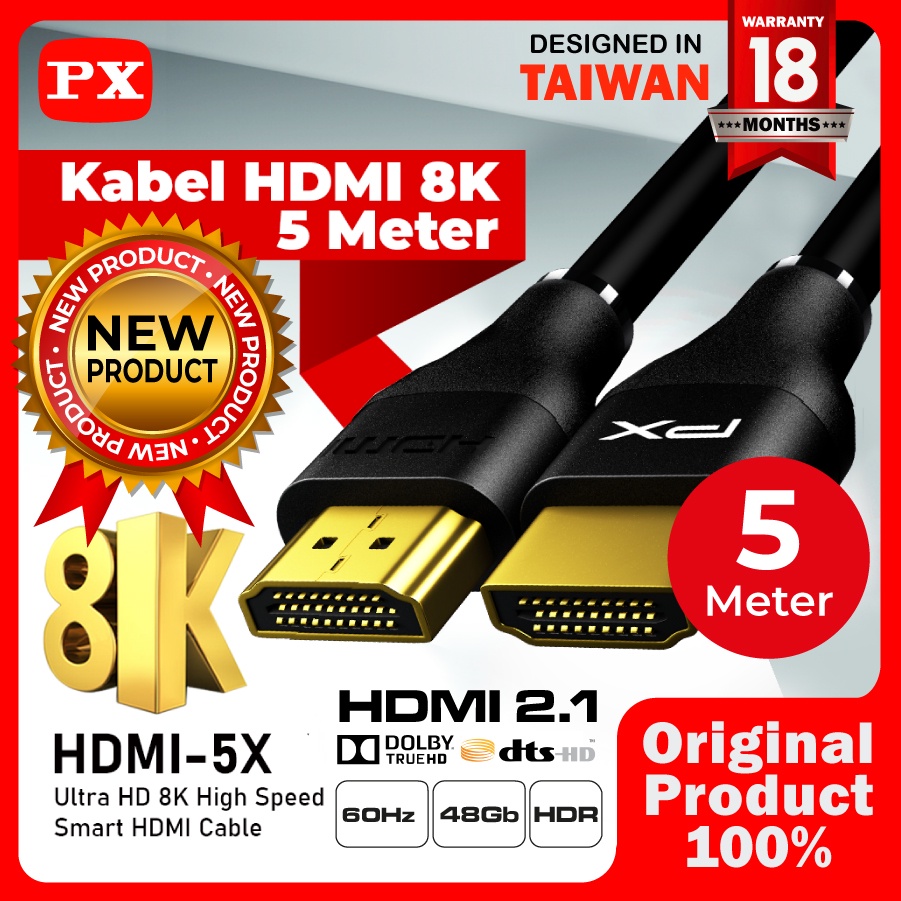 Kabel HDMI 2.1 High Speed UHD 8K HDR HDMI Cable 5M PX HDMI-5X