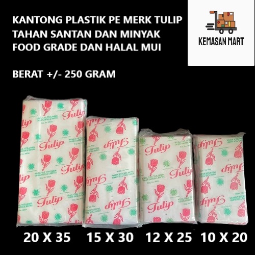 KANTONG PLASTIK PE TULIP 15x30 TAHAN MINYAK SANTAN