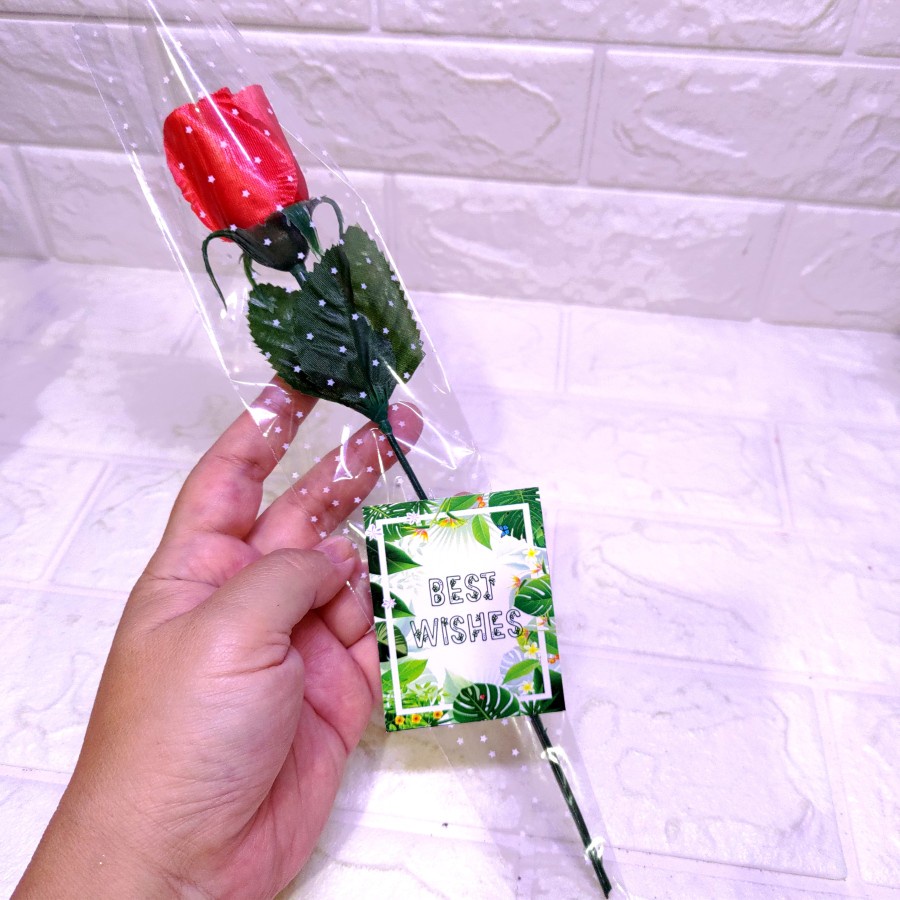 Bunga Satin Single Rose Greeting Kartu Ucapan Murah