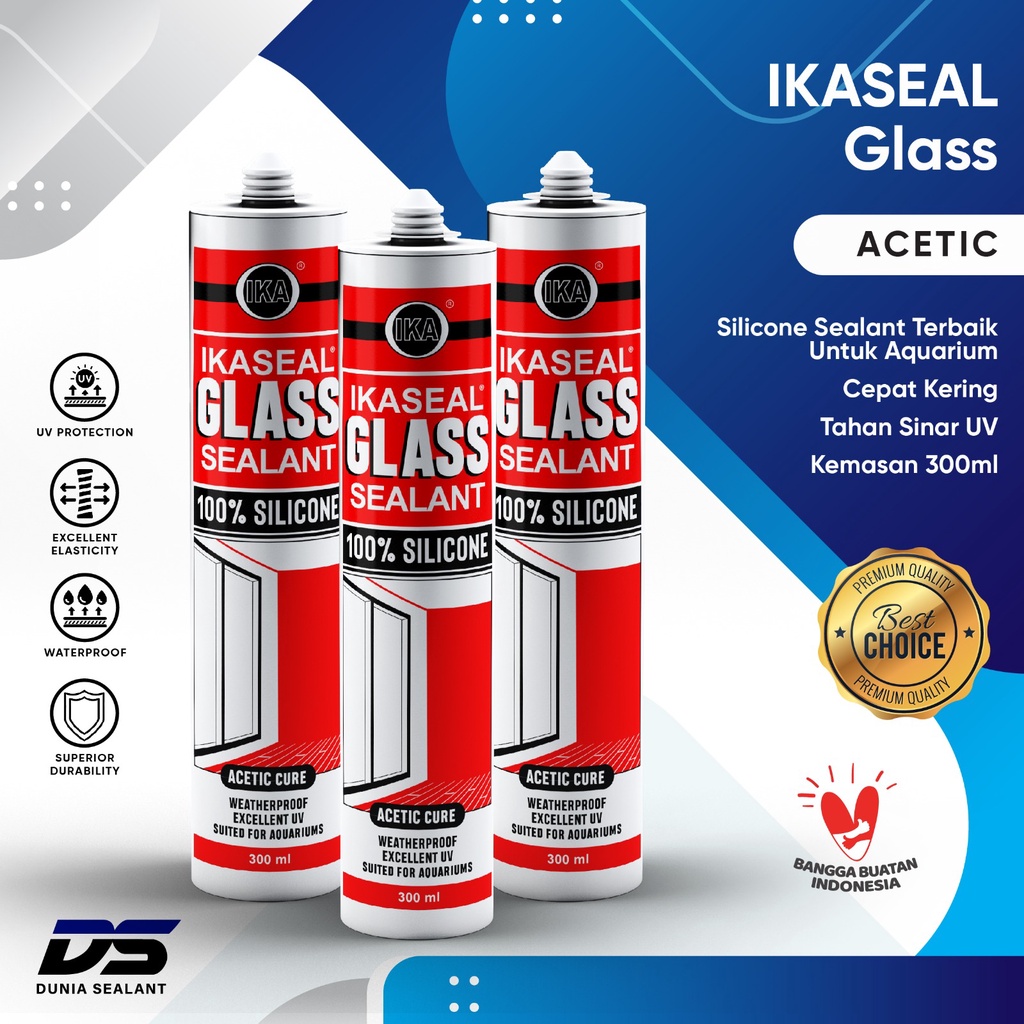 IKASEAL Glass Silicone Sealant Lem Kaca Aquarium Jendela Aluminium Besi