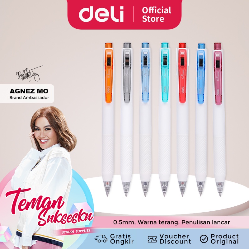 [DELI X AGNEZ MO] Deli Color Gel Pen / Pulpen Gel Warna 0.5mm Nyaman Digenggam EG22