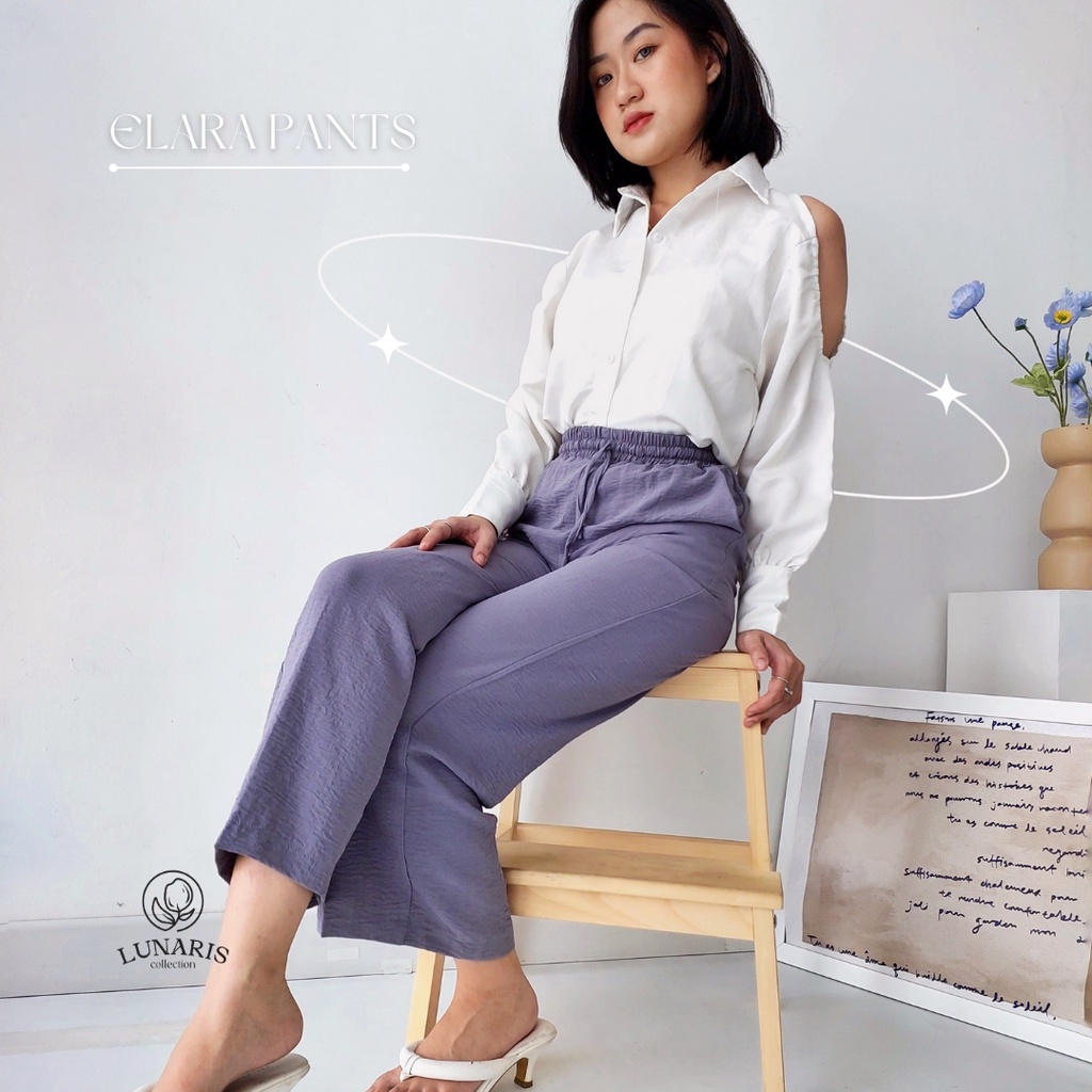 Elara Pants│ Celana Kulot Crinkle│ Crinkle Culotte Pants│ LUNARIS