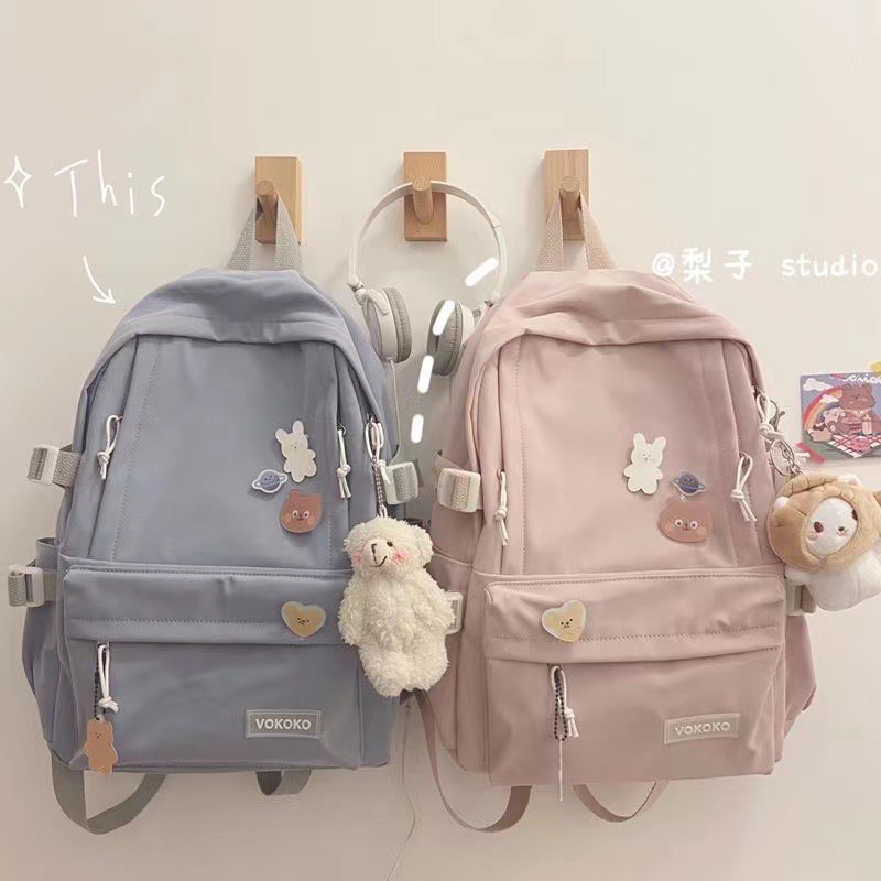 Tas Ransel Wanita - Tas Sekolah Remaja Dewasa Model Terbaru Fashion Korea Kekinian Bagus Murah Besar Kuliah Traveling Jalan Stylish Backpack Punggung Bahu Sandang Kualitas Import Lokal Original Unisex Perempuan Cewek