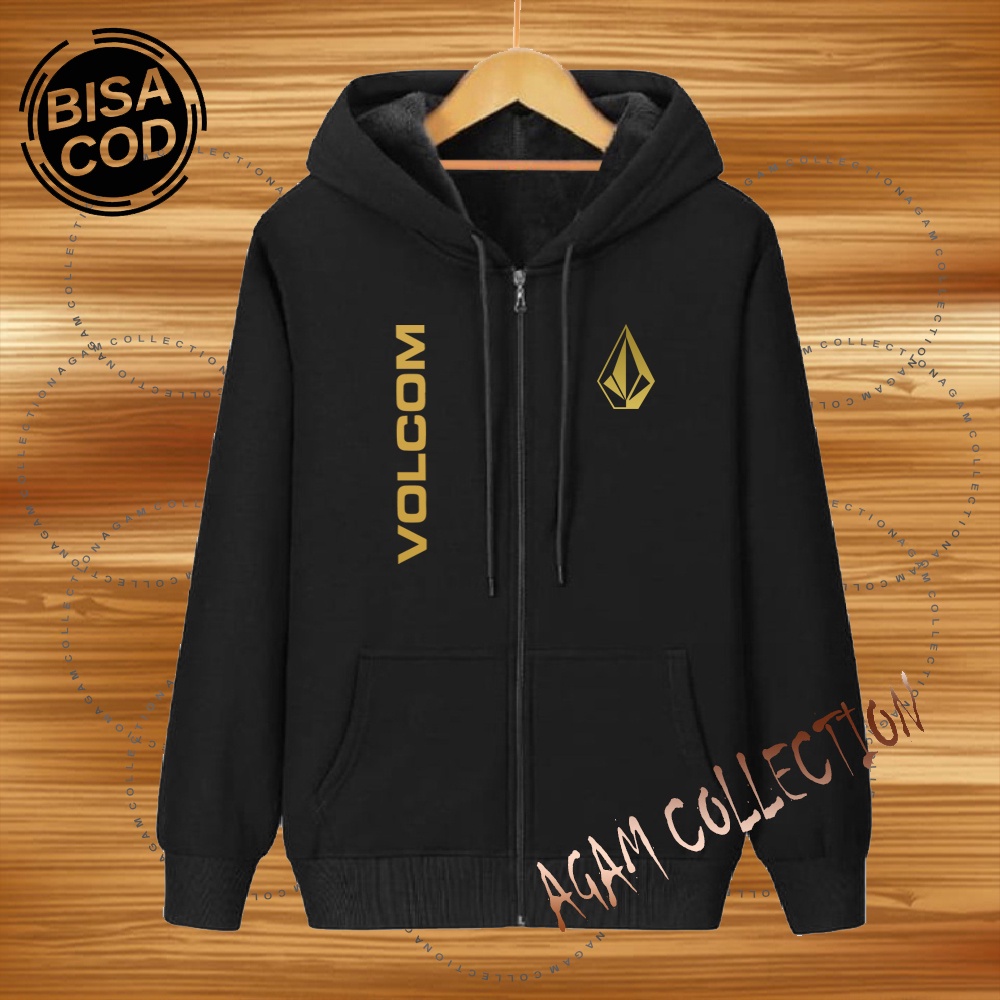 Agam collection Jaket Zipper Distro vcm kirka Text Gold Premium Quality Jaket Hoodie Pria Wanita