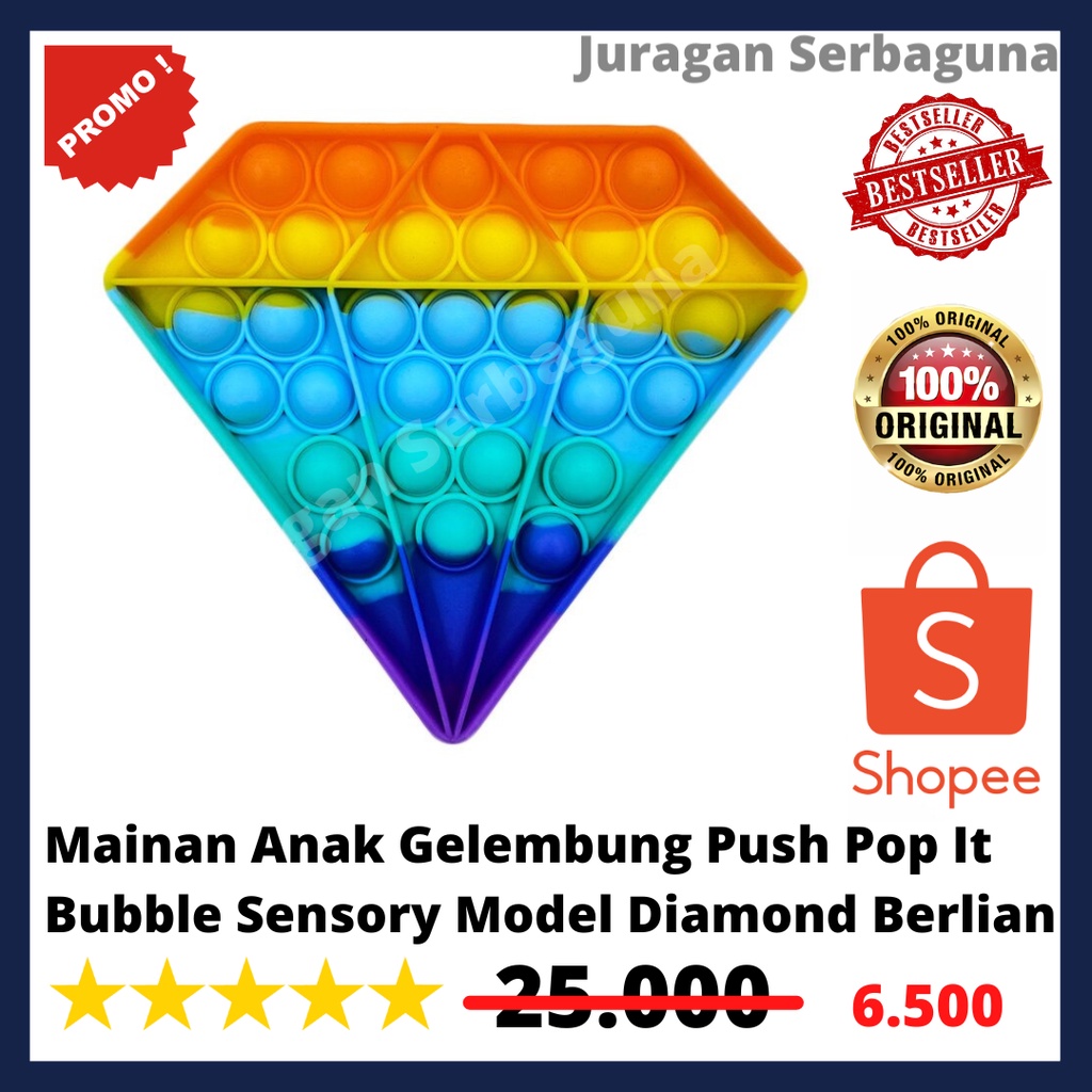 Mainan Anak Gelembung Push Pop It Bubble Sensory Model Diamond Berlian