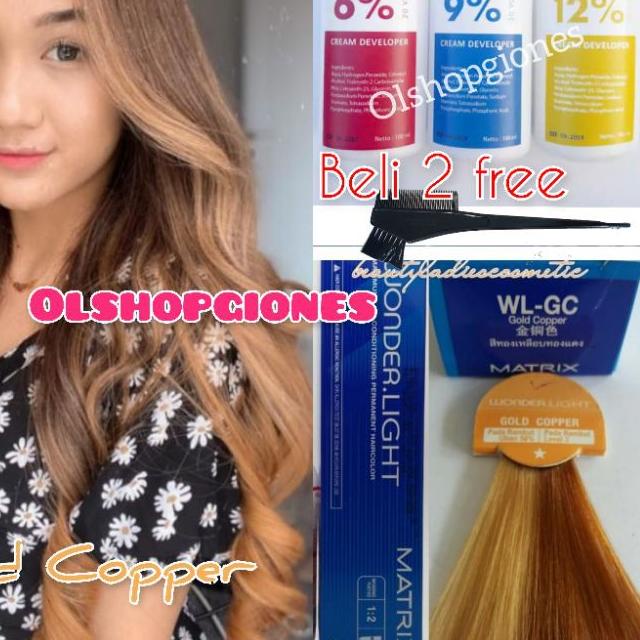 ♙ CAT Matrix Wonderlight Gold Copper WL-GC + oxydant campuran cat rambut wonder light socolor emas ✼