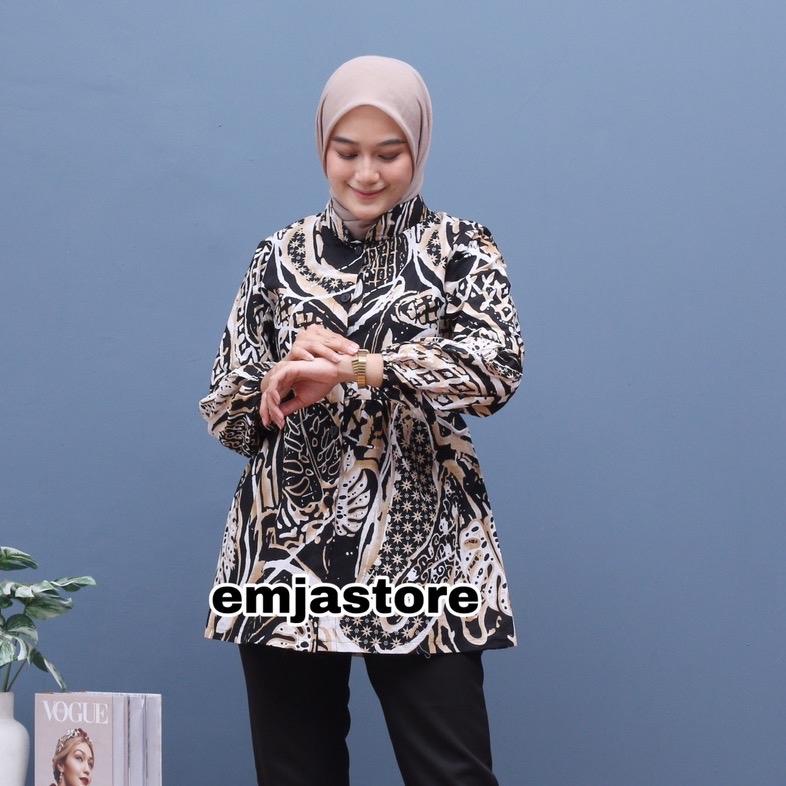 BLUS BATIK LENGAN KARET BALON MOSTERA