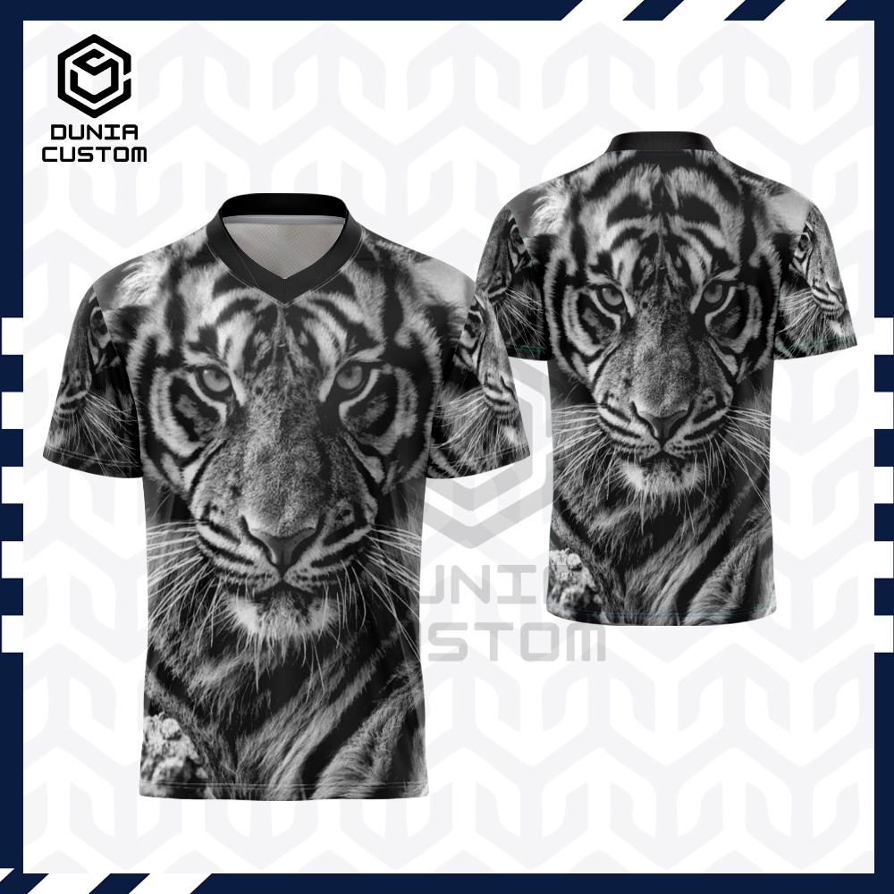 Kaos Motif Harimau Putih - Kaos Pria Harimau Sumatera - Baju Harimau MAUNG