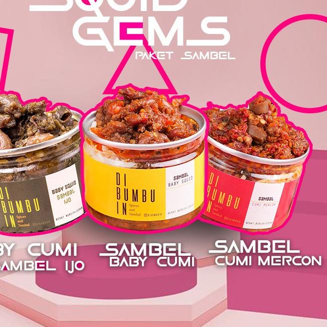

✥ Paket Bundling THE SQUID GEMS ( Sambal Baby Cumi Original , Sambal Cumi Mercon , dan Sambal Baby Cumi Ijo ) ♡