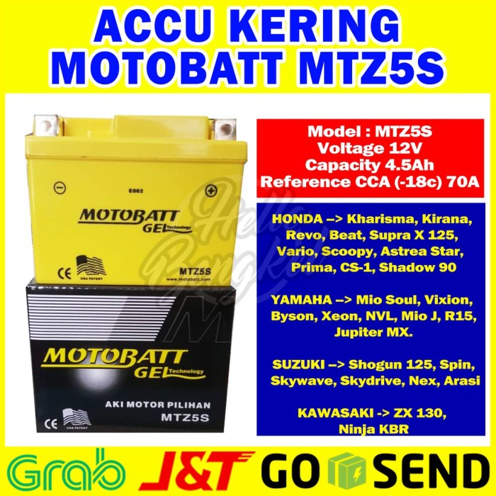 Baru Accu Aki Honda Beat Motobatt Mtz5S Gel Motobat Mottobat Motor
