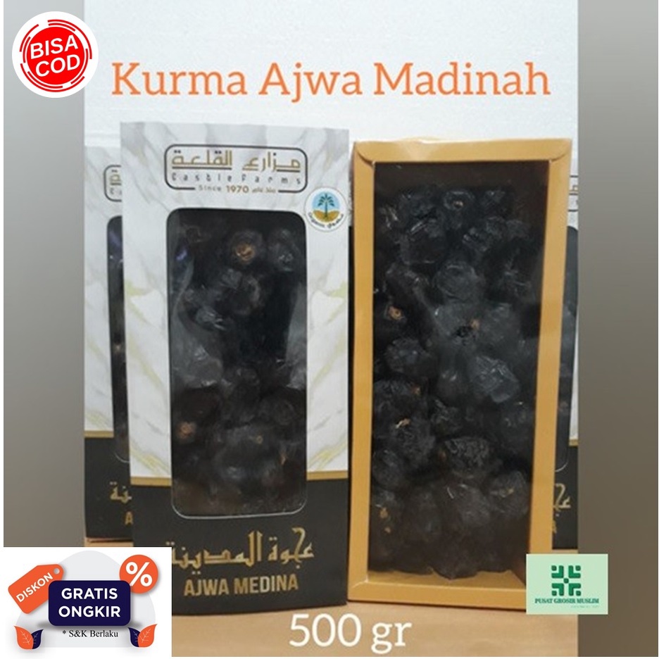 Diskon Kurma Ajwa Organik Castle Farms 500gr / Kurma Ajwa Aliyah / Kurma Ajwa Castle Farms Premium