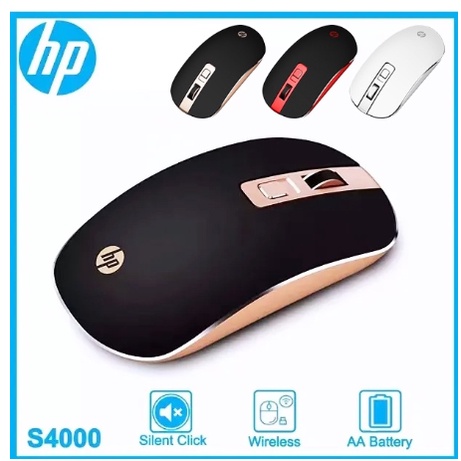 HP S4000 mouse wireless gaming silent click laptop pc macro original 2.4G 1600DPI dengan receiver-Usb /MOUSE HP WIRELESS GAMING SILENT KLIK-S4000