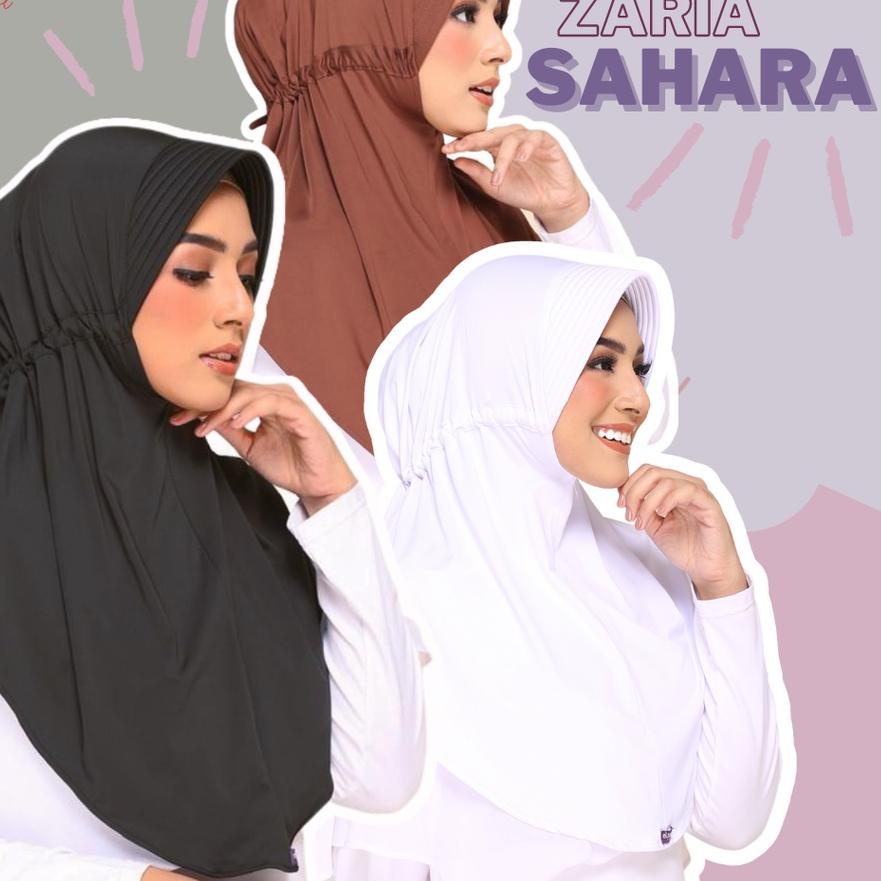 ❄ ELZATTA HIJAB KERUDUNG JILBAB BERGO INSTAN ELZATTA SERUT BELAKANG HITAM PUTIH POLOS ZARIA SAHARA O