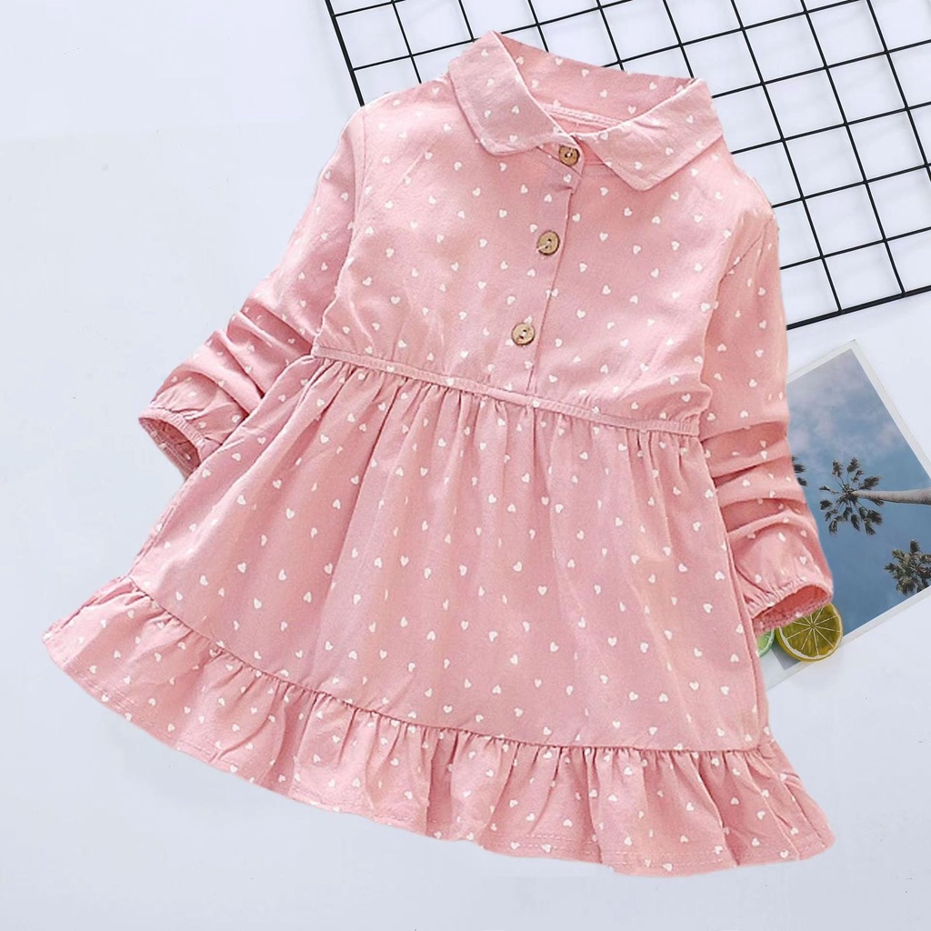 (LOLI-JKT) BD-408 DRESS ANAK CEWEK MODEL DOTLOVE BAGUS SIZE M-5XL