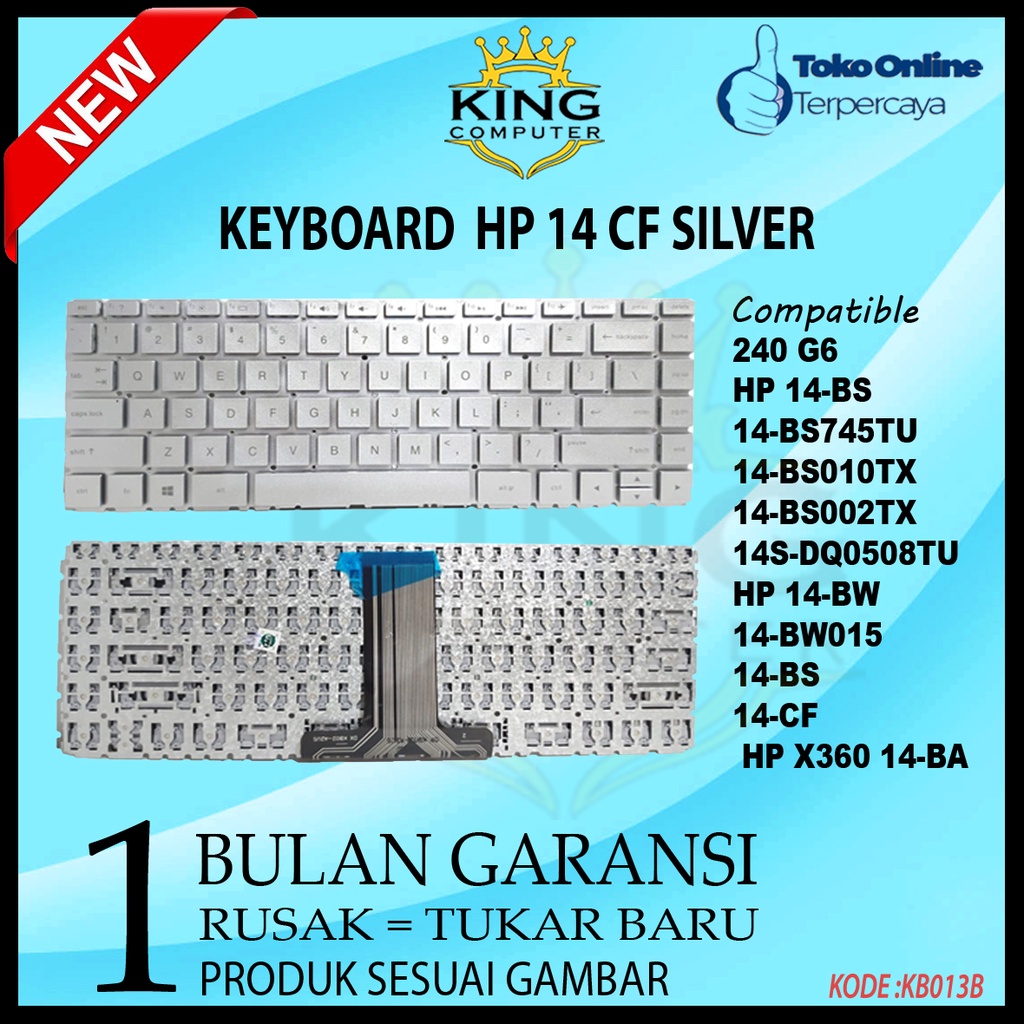 KEYBOARD HP PAVILION 14S-CF 14-DH KABEL PANJANG SILVER NON BACKLIGHT