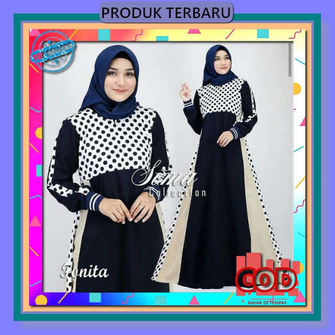 Serina Dress Bahan Crinkle Airflow / Baju Gamis Wanita Terbaru / Gamis Putih 5 Varian Warna / Busui 