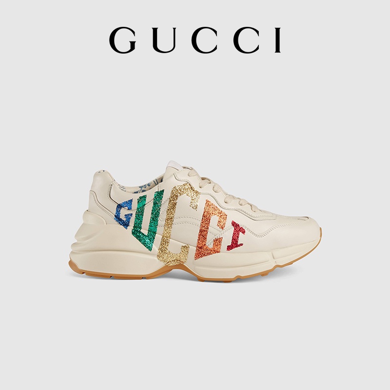 GUCCI Gucci Rhython series women's shiny Gucci logo leather daddy shoes