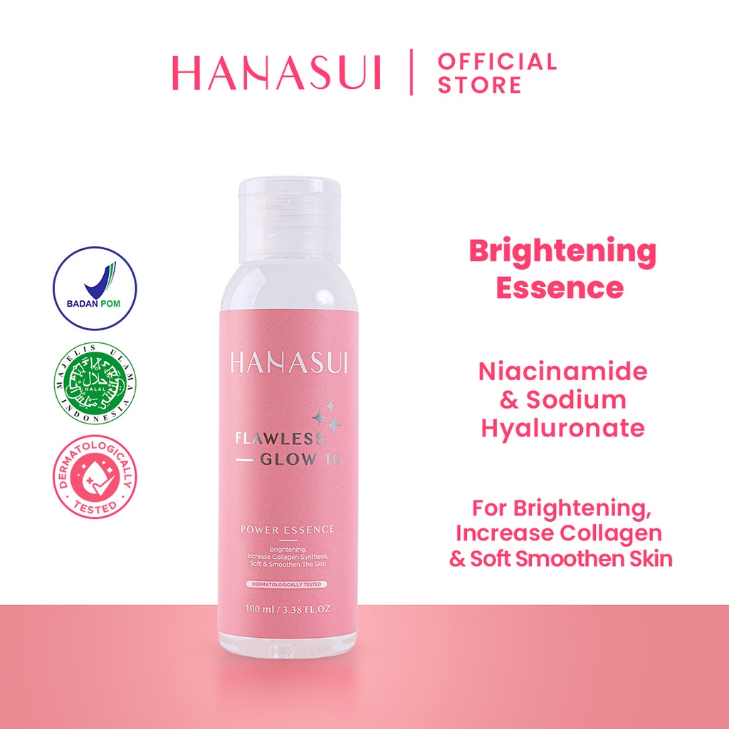 HANASUI FLAWLESS GLOW 10 POWER ESSENCE - TERDAFTAR BPOM - ESSEN WAJAH