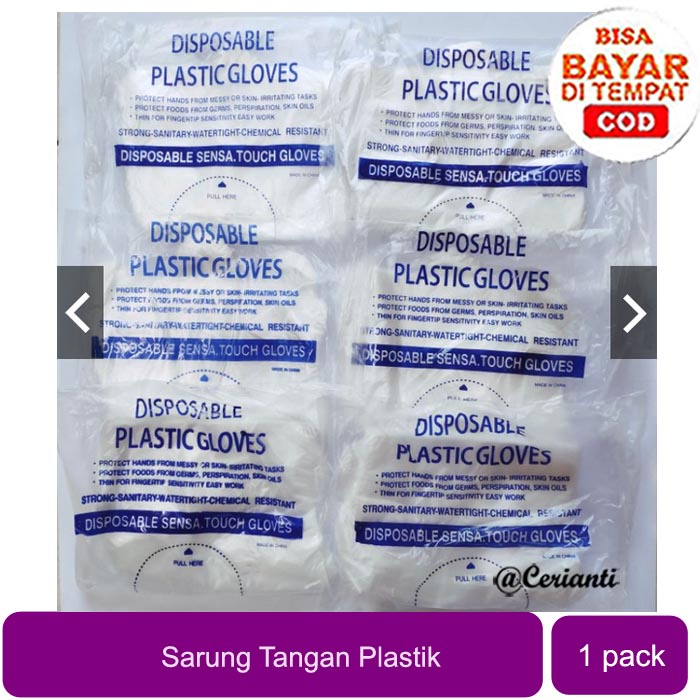 Sarung tangan plastik kemasan isi 100 lembar plastic glove_Cerianti