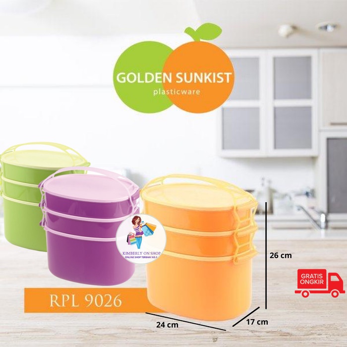 Rantang Rantang Piknik Susun 3 Jumbo Rpl 9026 Golden Sunkist