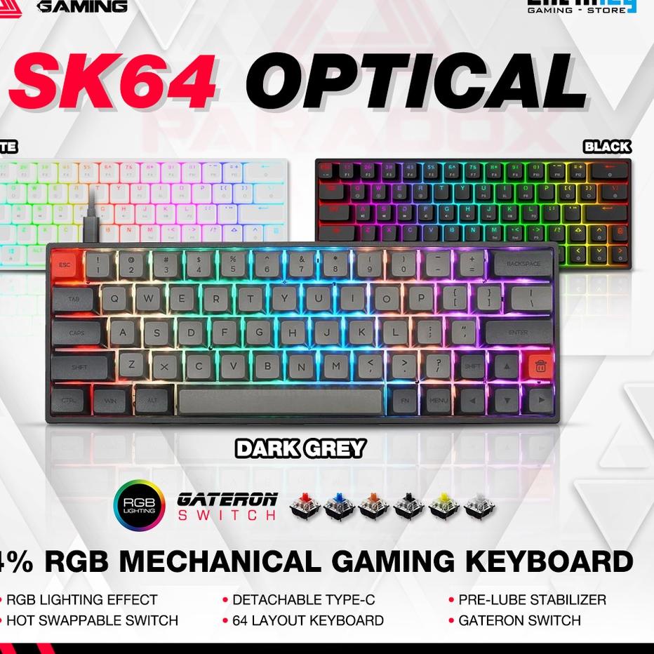 Diskon PromoParadox Gaming SK64 Optical RGB Mechanical Gaming Keyboard☣