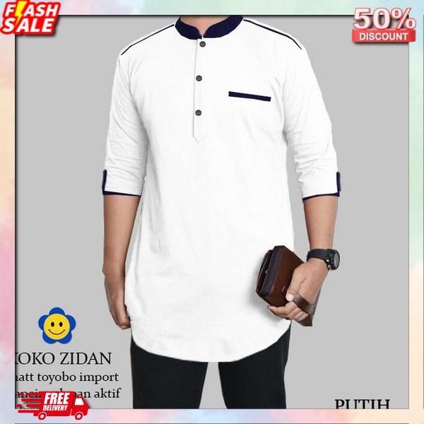 Arrafi Baju Koko // Koko Abbas Baju Koko Kurta Polos Pria Dewasa Lengan Panjang Material Katun Toyob